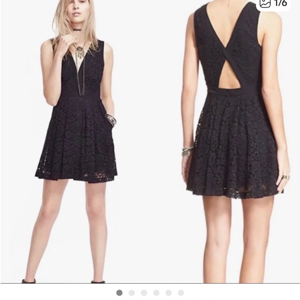 Free People Black Lace Skater Dress